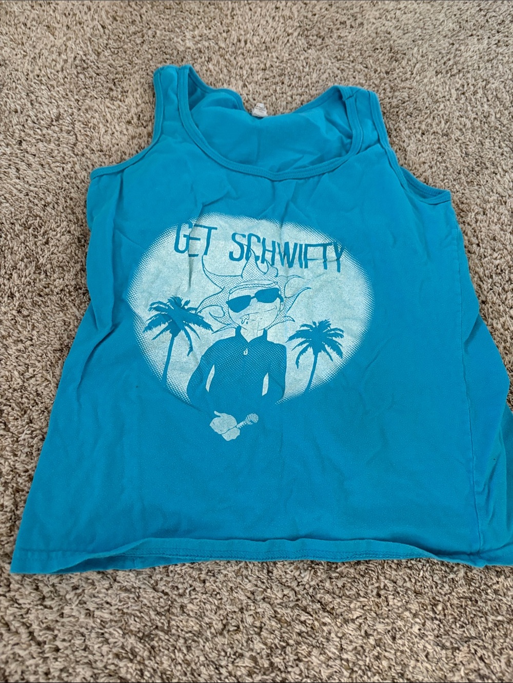 Rick and Morty small Blue "Get Schwifty" Graphic Tank Top